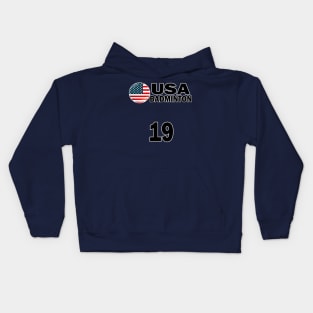 USA Badminton Number 19 T-shirt Design Kids Hoodie